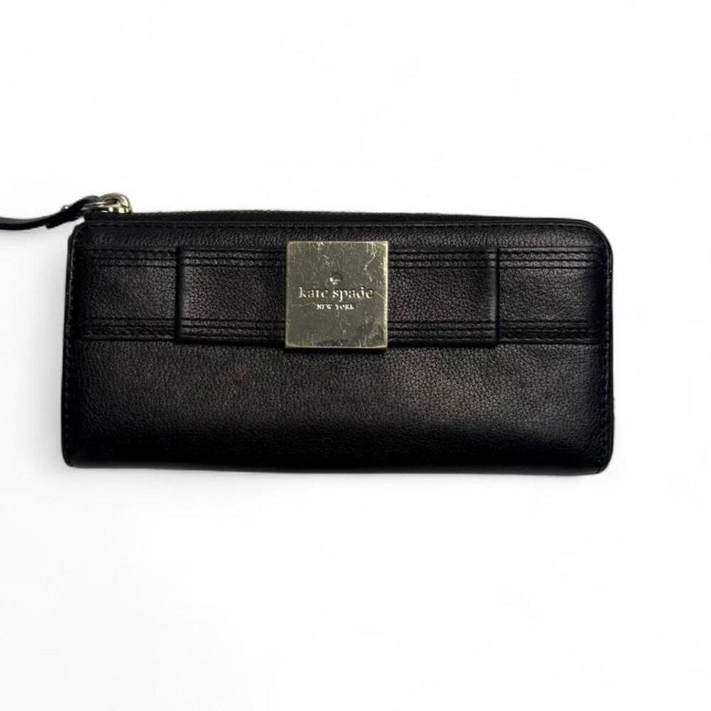 Kate Spade Leather Black Wallet silver hardware